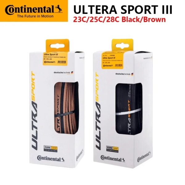 Continental ULTRA SPORT Ⅲ neumático Original para vehículo de carretera, neumáticos plegables antipinchazos para bicicleta 700x23c/700x25c/700x28c negro/café