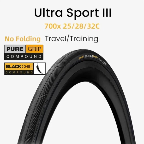 Continental Ultra Sport III-neumático para bicicleta de carretera, 700 x 25C, 28C, 32C, ULTRASport, no plegable, neumático calvo con cuentas de alambre, 180 TPI