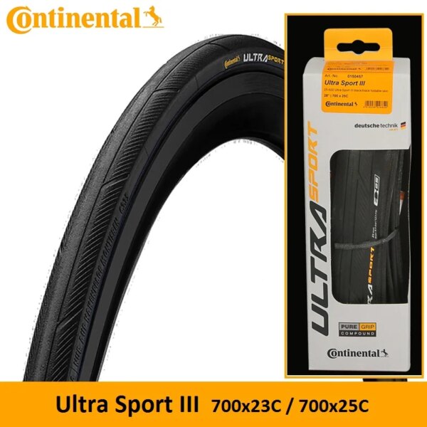 Continental Ultra Sport III-neumáticos plegables para bicicleta de carretera, de piel, 700x23C, 25C, 28C, para ciclismo de carreras, con agarre puro