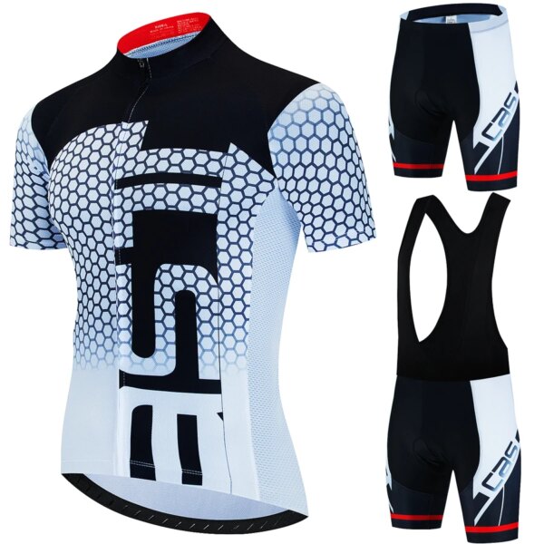 Ropa de ciclismo para hombre, uniforme, pantalones deportivos de Gel, conjunto de Jersey con pechera, blusa de bicicleta, traje de carretera, verano 2024