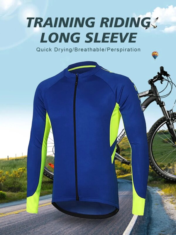 Ropa de ciclismo para hombres a prueba de viento bicicleta de carretera Top manga larga malla al aire libre transpirable