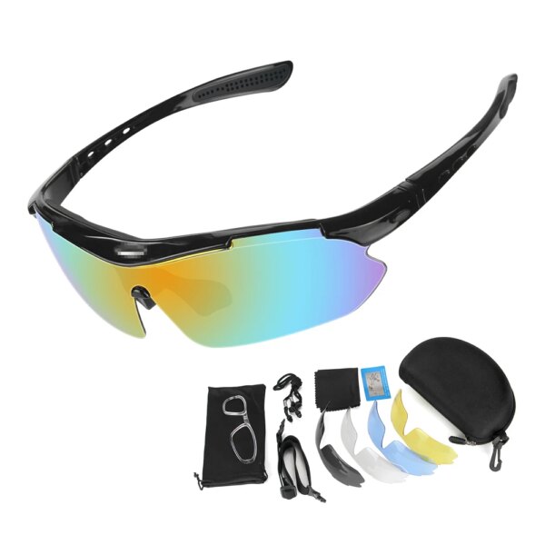 Gafas de ciclismo 5 lentes para hombre y mujer, gafas de sol deportivas, gafas de ciclismo MTB, gafas de protección antideslumbrantes para montar en bicicleta