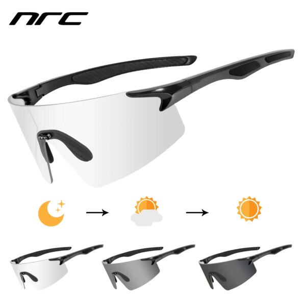 Gafas de ciclismo para hombre y mujer, lentes fotocromáticas para bicicleta de montaña y carretera, 1 lente, para deportes al aire libre