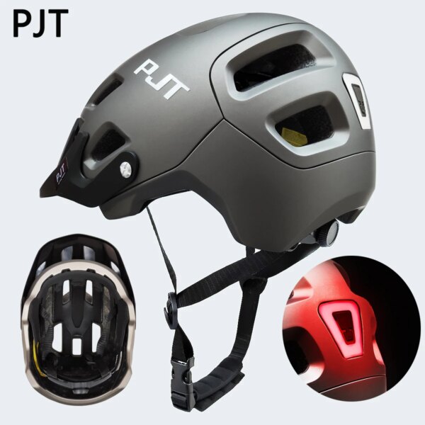 Casco de ciclismo para hombre y mujer, luces traseras de seguridad completas recargables por USB, casco de bicicleta de montaña y carretera, casco de bicicleta con visera de diseño