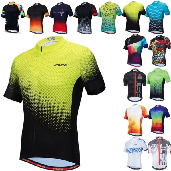 Jersey de ciclismo para hombre, Top para bicicleta de montaña, ropa para montar en carretera, blusa de ciclismo de verano de manga corta, color amarillo