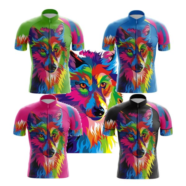 Camiseta de ciclismo Mtb bicicleta corta manga hombres 3D Lobo León ciclismo ropa de secado rápido MTB verano bicicleta Jersey Tops camiseta de bicicleta de carretera