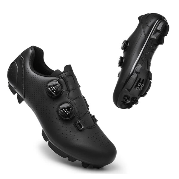 Zapatos de ciclismo para hombre y mujer, zapatos de MTB con autosujeción, zapatillas de Ciclismo todoterreno, zapatos para bicicleta de montaña, zapatos de carreras de cuero para moto de cross