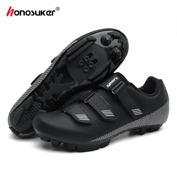 Zapatillas de ciclismo MTB para hombre, tacos autoblocantes, zapatos de carreras para bicicleta de carretera para Shimano, zapatillas de deporte de velocidad, calzado plano SPD para bicicleta para mujer