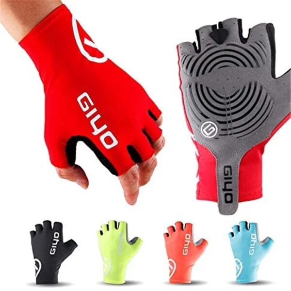 Guantes de ciclismo guantes sin dedos antideslizante ciclismo tela de Lycra manoplas de medio dedo Mtb Ciclismo de Carretera deportes carreras