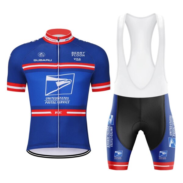 Jersey de ciclismo para hombre, conjunto Retro, pantalones cortos con pechera, traje azul, ropa para bicicleta, ropa deportiva para Mtb, transpirable, Gel de manga corta de verano