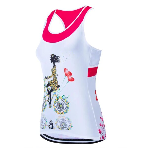 Camiseta de ciclismo sin mangas para mujer, camisetas de bicicleta de montaña, maillot de bicicleta de montaña, camiseta de carreras, camiseta femenina rosa de verano roja