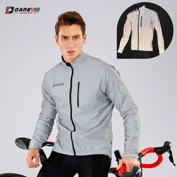 Chaqueta de ciclismo DAREVIE, chaqueta de ciclismo reflectante completa, chaqueta de ciclismo con mangas extraíbles, chaqueta de ciclismo para hombre, chaleco de ciclismo sin mangas