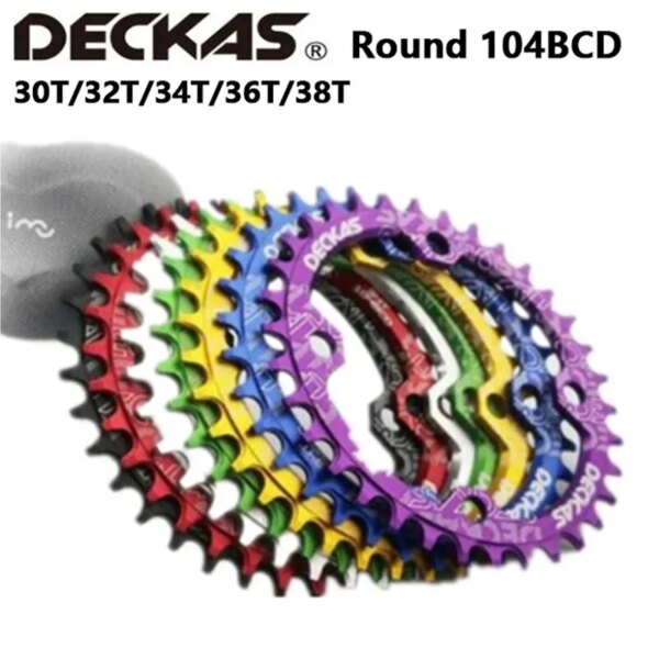 Deckas 104BCD redondo ovalado estrecho ancho plato MTB bicicleta de montaña corona 30T 32T 34T 36T 38T piezas de placa dentada de bielas