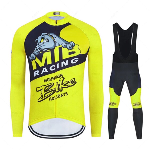 Perro para hombre otoño manga larga nueva carreras MTB primavera Ciclismo Jersey conjunto bicicleta Ciclismo Ropa uniforme Ropa Ciclismo