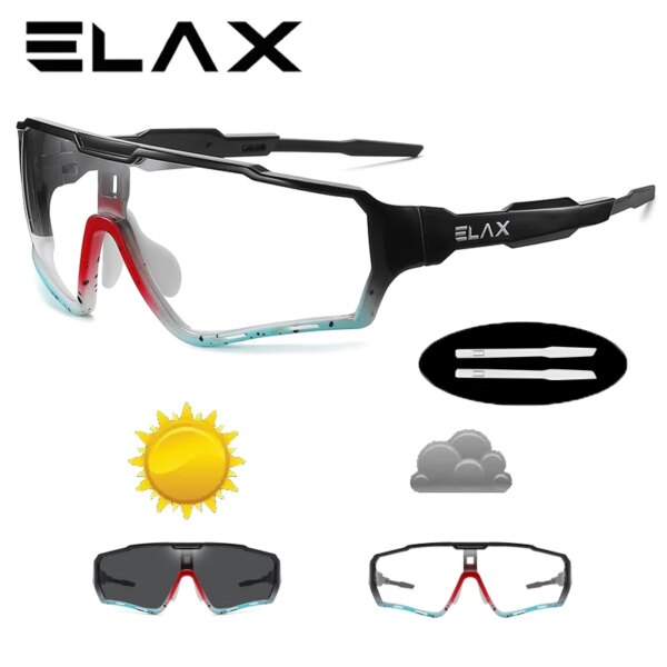 ELAX a estrenar hombres mujeres Mtb bicicleta gafas de ciclismo nuevas gafas fotocromáticas ciclismo gafas de sol deportivas