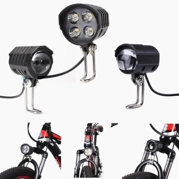 Bicicleta eléctrica 4 faros LED con campana 12W bocina impermeable E-Scooter lámpara brillante para ciclismo resistente al agua con sonido fuerte