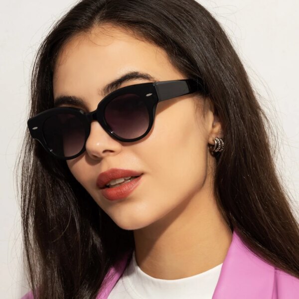 Moda ciclismo ojo de gato mujeres gafas de sol de lujo Retro marca diseñador hombres tendencia negro marrón lentes ovalados gafas de sol sombras UV400