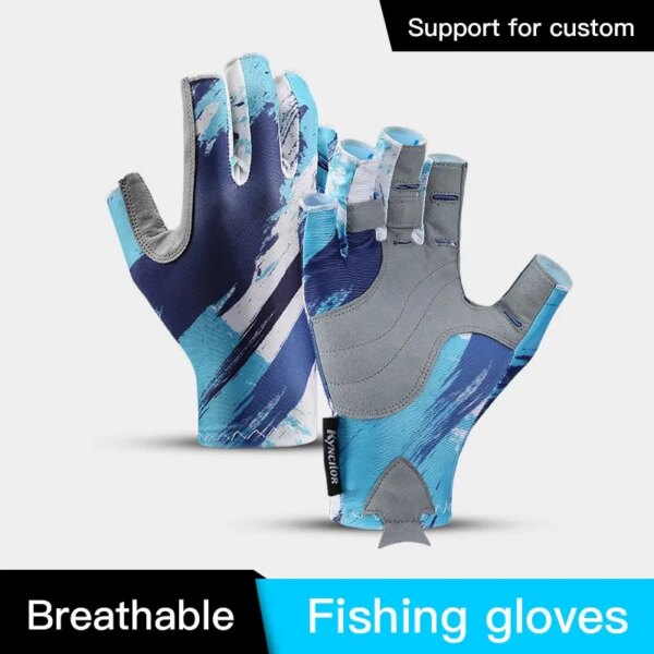 Guantes antideslizantes para pesca y ciclismo, protección UV de medio dedo, ligeros, transpirables, equipo deportivo para exteriores, guantes de pesca y navegación