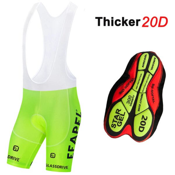 Pantalones cortos de Ciclismo de Gel 20D para hombre y mujer, Shorts amarillos fluorescentes a la moda 2024 EFAPEL, Ropa de Ciclismo de secado rápido, Culottes