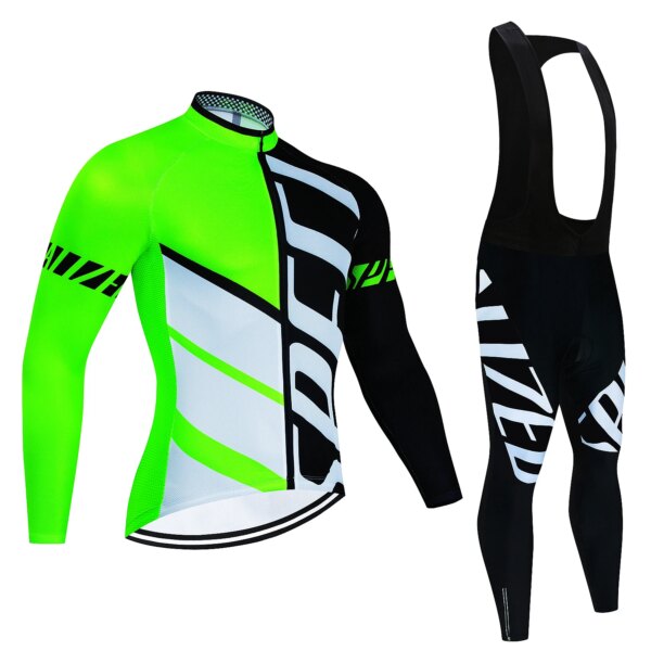 Verde fluorescente 2023 Primavera Verano manga larga Ciclismo Jersey conjunto MTB bicicleta Ciclismo Ropa hombres Ropa Maillot Ciclismo