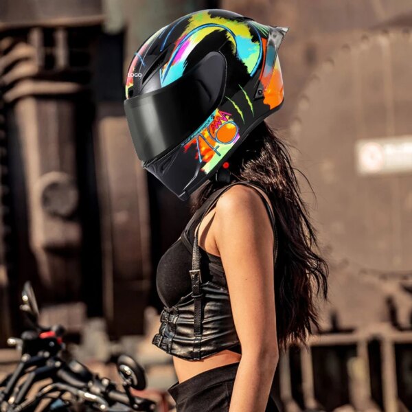 Casco De motocicleta De cara completa, Graffiti, Motocross, carreras, Motobike, Casco De Motocicleta, cuatro estaciones