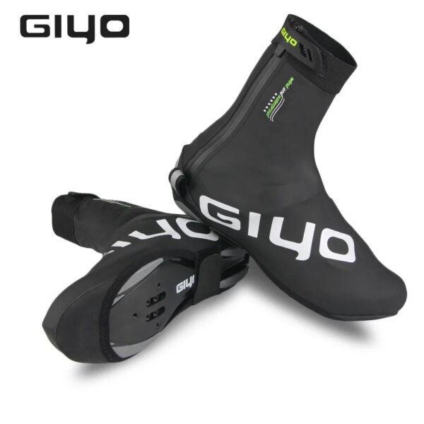 GIYO-zapatos impermeables para ciclismo, cubiertas para zapatos de bicicleta, reflectantes, a prueba de viento, para invierno y carretera, Protector de bloqueo cálido para bicicleta de montaña