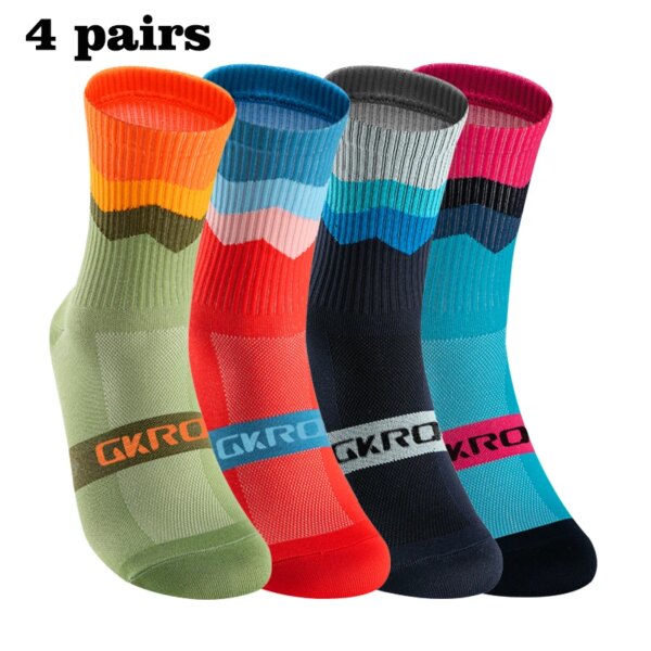 GKRQ 4 Pares Calcetines De Bicicleta Hombres Enfermera Compresión Ciclismo para Mujeres Mtb Guard Calcetines Medias Deporte Agarre Barre Calcetines