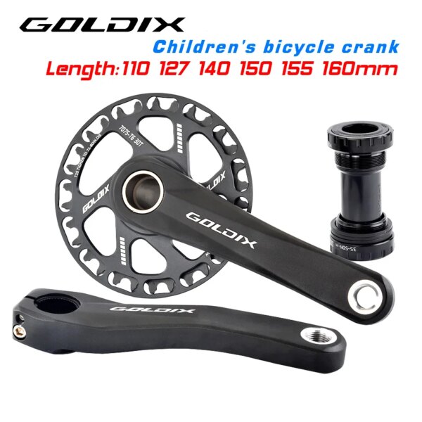 GOLDIX-manivela de bicicleta para niños, ultraligera, 110/127/140/150/160mm, bielas de bicicleta de montaña, color negro, 28T, 30T, 32T, 34T, 36T, 7/8/9/10 velocidades