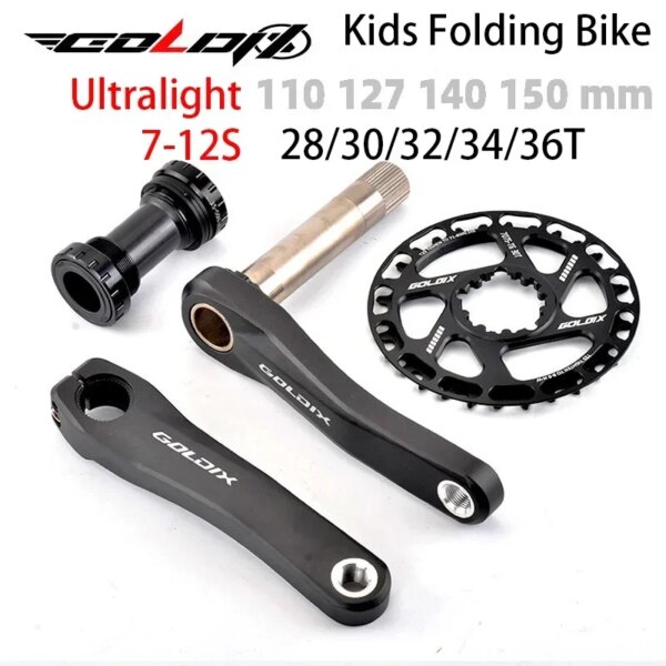 GOLDIX-manivela de bicicleta plegable para niños, piñón 28/30/32/34/36T, hueco ultraligero para sistema de cambio SHIMANO SRAM, juego de bielas integrado