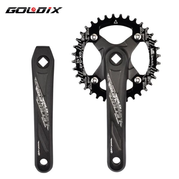 GOLDIX-platos y bielas de bicicleta con orificio cuadrado, aleación de aluminio, MTB, longitud de 170/175mm, dientes anchos y estrechos, 104BCD 32/34/36/38/40/42T