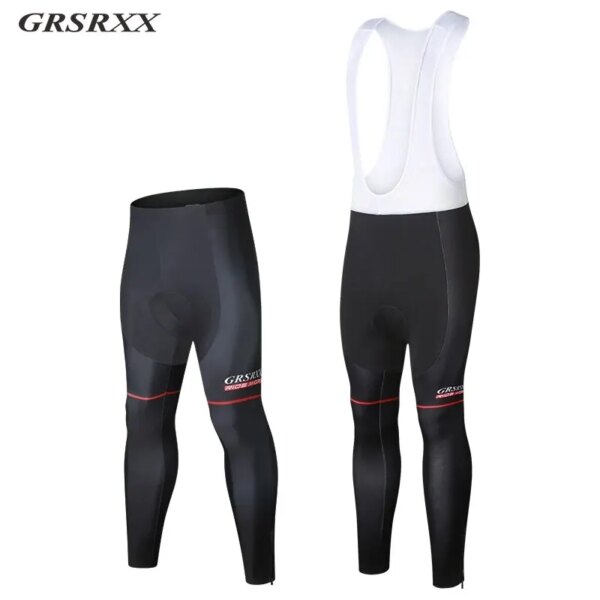 GRSRXX Pantalones De Ciclismo Otoño Invierno Polar Térmico 5D Acolchado De GEL Medias De Ciclismo Hombres Pantalones con Peto De Ciclismo Pantalones Largos A Prueba De Viento para Bicicleta