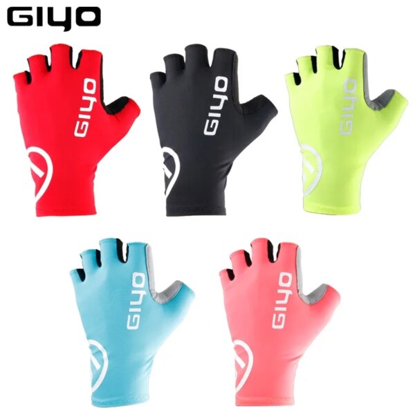 Giyo-Guantes de medio dedo para Ciclismo, manoplas antideslizantes para bicicleta de carreras y de carretera