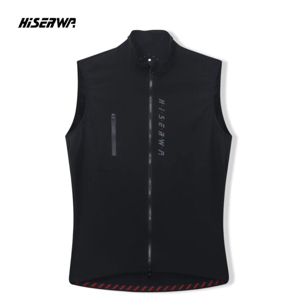 HISERWA-Chaleco de ciclismo negro para hombre, chaqueta ligera a prueba de viento sin mangas, chaleco para bicicleta de montaña y carretera, ropa de ciclismo impermeable