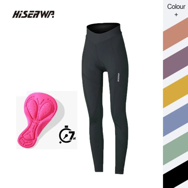 HISERWA, pantalones de Ciclismo para mujer, 7 horas, mallas acolchadas 3D para montar en bicicleta de montaña MTB, pantalones largos, pantalones transpirables, Ciclismo 자전거 바지