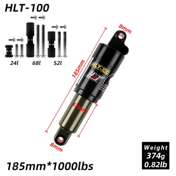 Amortiguadores traseros para bicicleta de montaña HTL-100/125/150/165/185mm 850/1000 lbs amortiguador de resorte de aleación de aluminio para moto de nieve e-bike