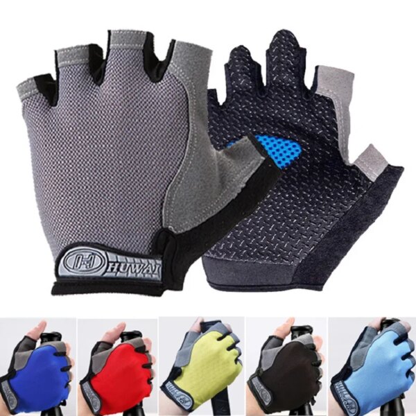 Guantes de medio dedo para gimnasio, Fitness, antideslizantes, almohadilla de Gel para hombres y mujeres, guantes sin dedos para ciclismo, accesorios para bicicleta