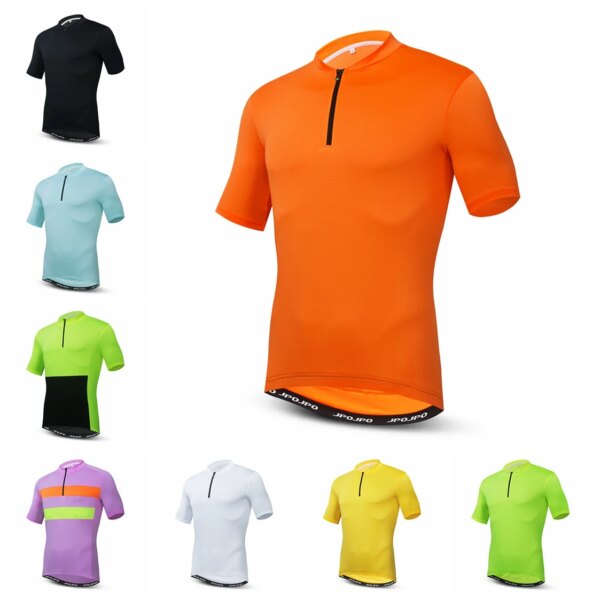 Camiseta de ciclismo con media cremallera para hombre y mujer, camisa para bicicleta, ropa de manga corta para montaña, carretera, descenso, Top, verano, naranja