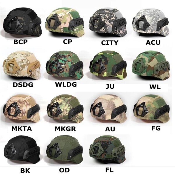 Accesorio para casco, cubierta de casco de camuflaje táctico, tela para Mich 2000, cubierta de casco rápido, equipo Airsoft para deportes al aire libre