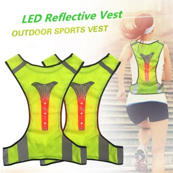 Chaqueta reflectante de advertencia de seguridad LED de alta visibilidad para correr por la noche y ciclismo