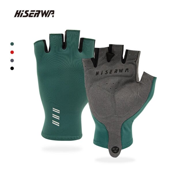 Hiserwa-guantes para bicicleta de medio dedo, manoplas antideslizantes para bicicleta de montaña y carretera, accesorios para ciclismo