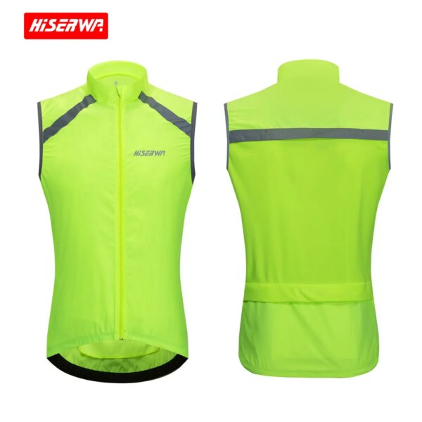 Hiserwa-Chalecos reflectantes para Ciclismo para hombre, camisetas deportivas sin mangas para Ciclismo, chaleco transpirable para bicicleta de carretera, ropa de ciclismo de montaña