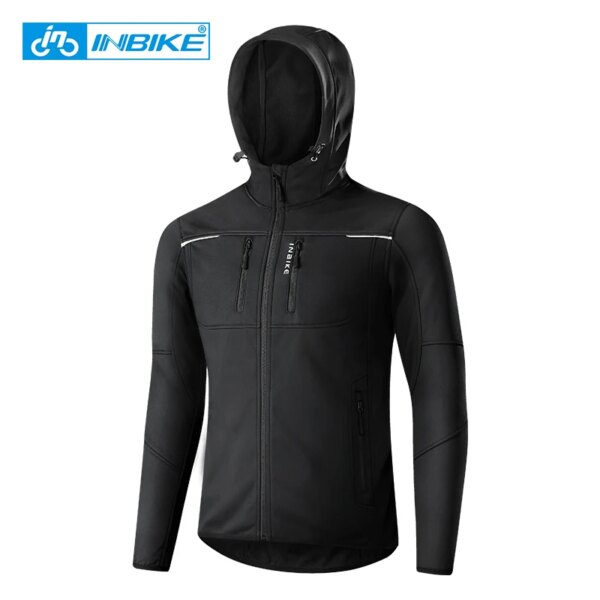 INBIKE Chaquetas de ciclismo para hombre, cortavientos para ciclismo, Softshell con capucha, chaqueta térmica para bicicleta, bicicleta reflectante a prueba de viento