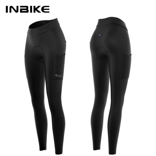 INBIKE-pantalones de ciclismo de invierno para mujer, pantalones profesionales acolchados para bicicleta, ropa cálida de lana para bicicleta, pantalones de montar, medias para bicicleta de carretera