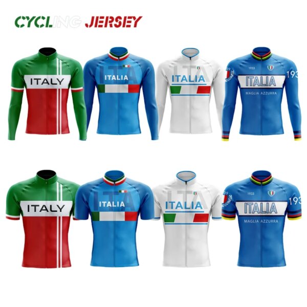 Camisetas de Ciclismo del equipo de Italia para hombre, camisetas de Ciclismo de manga larga, Kit de ropa de Ciclismo, ropa para bicicleta de montaña, Maillot de Ciclismo de triatlón