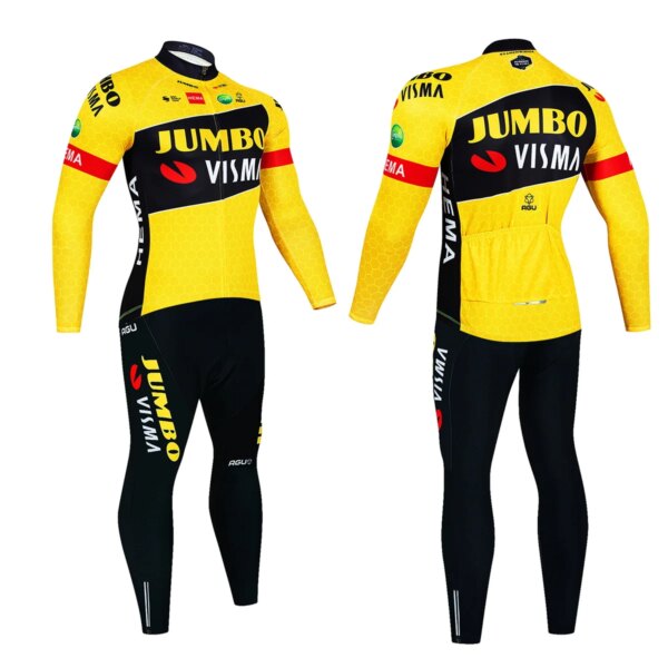 JUMBO VISMA-ropa de ciclismo para hombre, traje con pantalones largos, ropa de manga para hombre, traje Skinsuit, Jersey de bicicleta, conjunto para hombre Mtb 2024