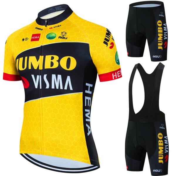 JUMBO VISMA-ropa de ciclismo para hombre, conjuntos de verano 2024, conjunto de bicicleta para hombre, Jersey y pantalones, Jerseys de bicicleta, Kit deportivo Tricuta