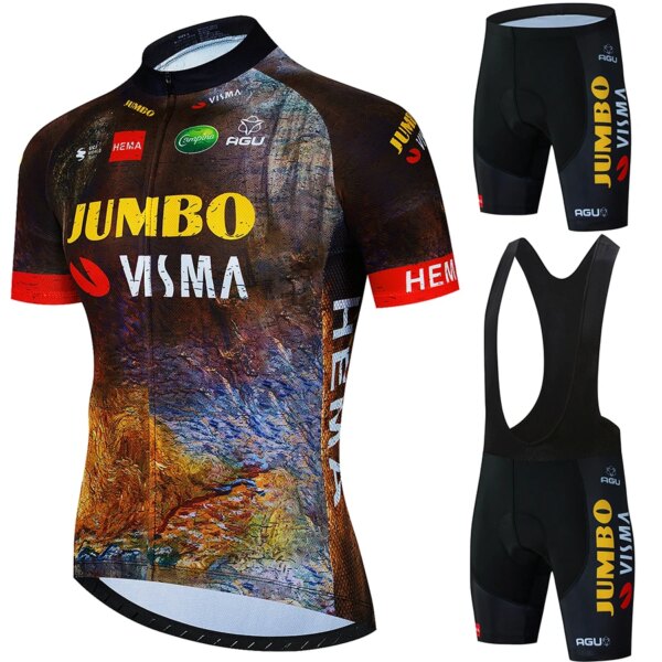 JUMBO VISMA-ropa de ciclismo de montaña para hombre, pantalones uniformes, conjunto de Jersey de verano, traje de equipo de Gel para bicicleta, 2024