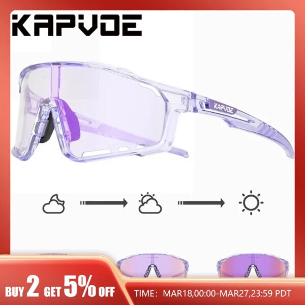 KAPOVE-gafas fotocromáticas para ciclismo para hombre y mujer, lentes de sol fotocromáticas para ciclismo de montaña o de carretera, para deportes al aire libre