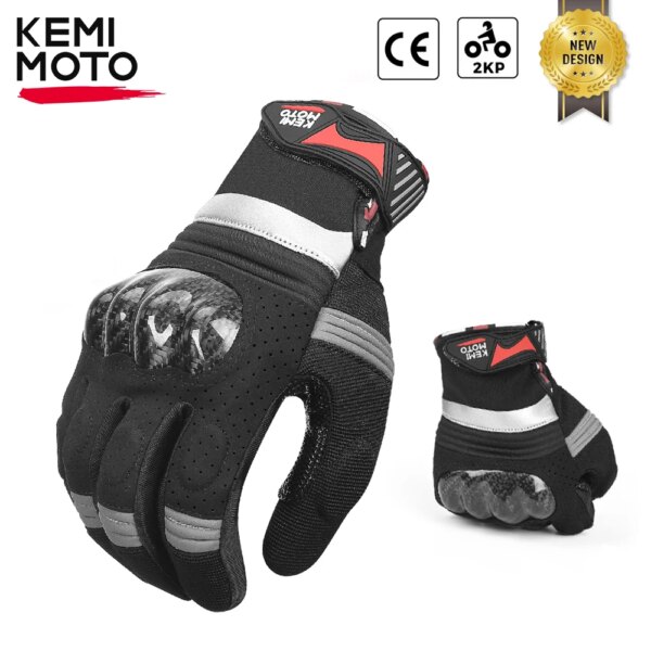 KEMiMOTO CE Guantes de motocicleta con pantalla táctil, Guantes transpirables de dedo completo, equipo protector de PVC para carreras de Motocross ATV Luvas