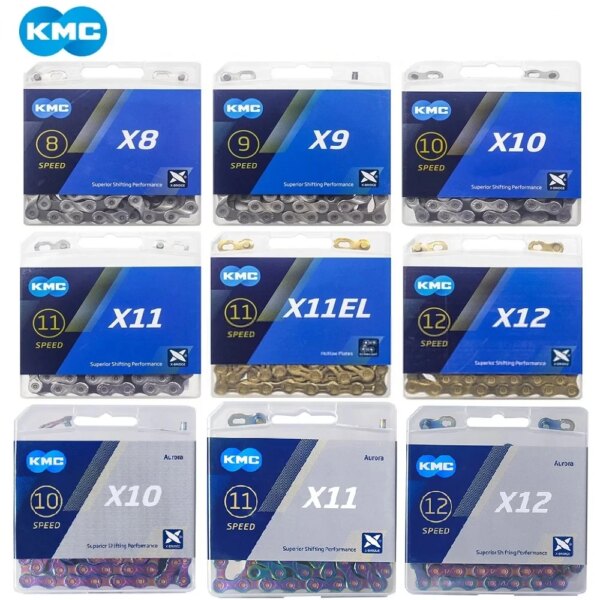 Cadena de bicicleta KMC Road/MTB X8 X9 X10 X11 X12 EL SL 118L 126LBike con enlace rápido para SHIMANO SRAM